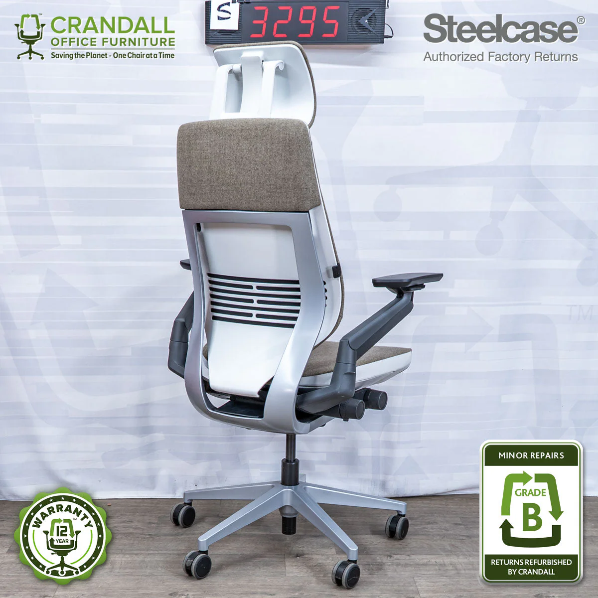 S-3295 - Steelcase Gesture with Headrest - Grade B - Image 2