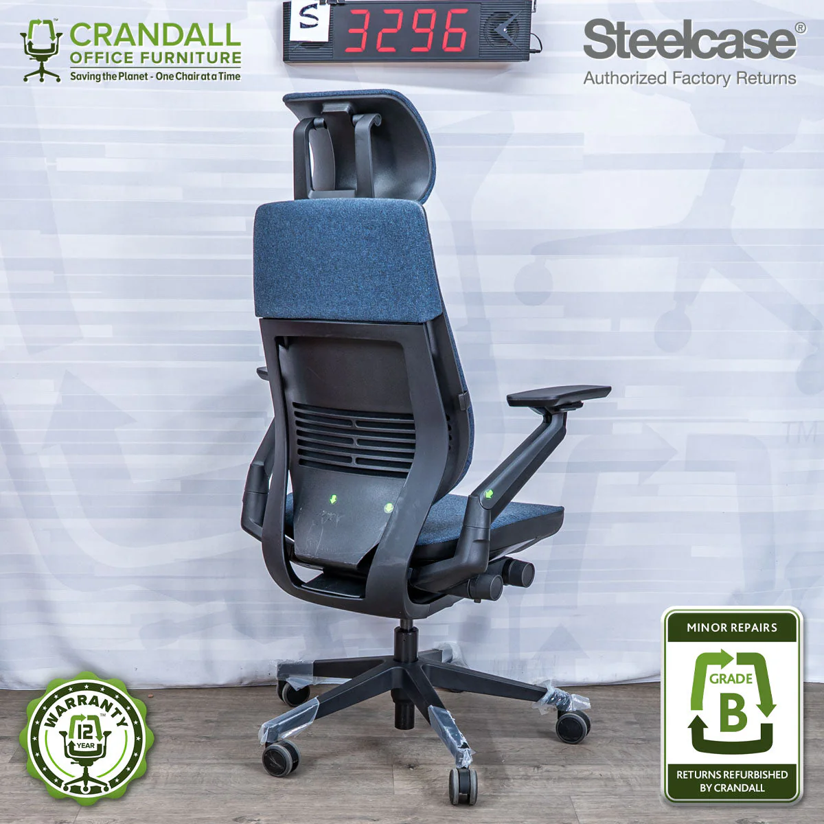 S-3296 - Steelcase Gesture with Headrest - Grade B - Image 2