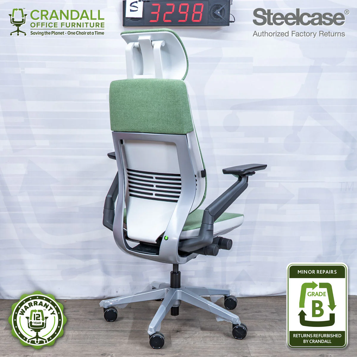 S-3298 - Steelcase Gesture with Headrest - Grade B - Image 2