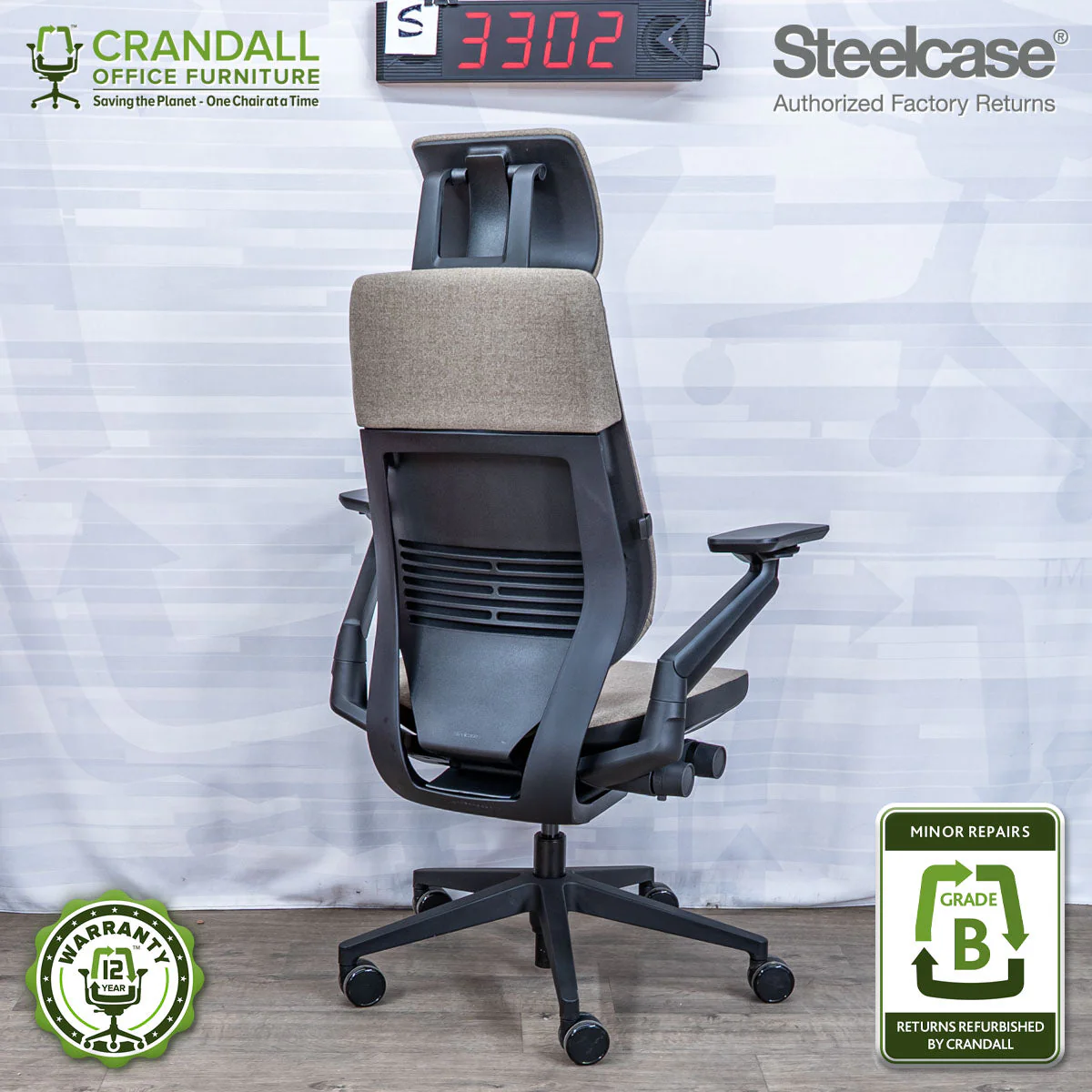 S-3302 - Steelcase Gesture with Headrest - Grade B - Image 2