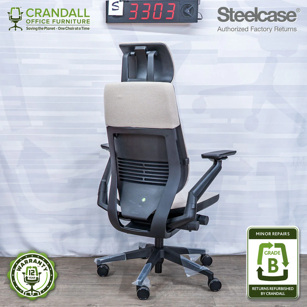 S-3303 - Steelcase Gesture with Headrest - Grade B - Image 2