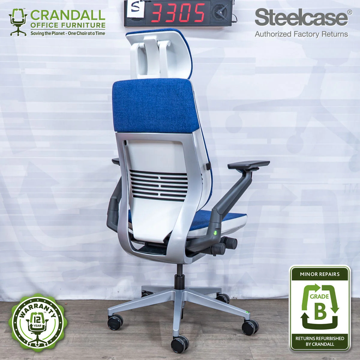 S-3305 - Steelcase Gesture with Headrest - Grade B - Image 2