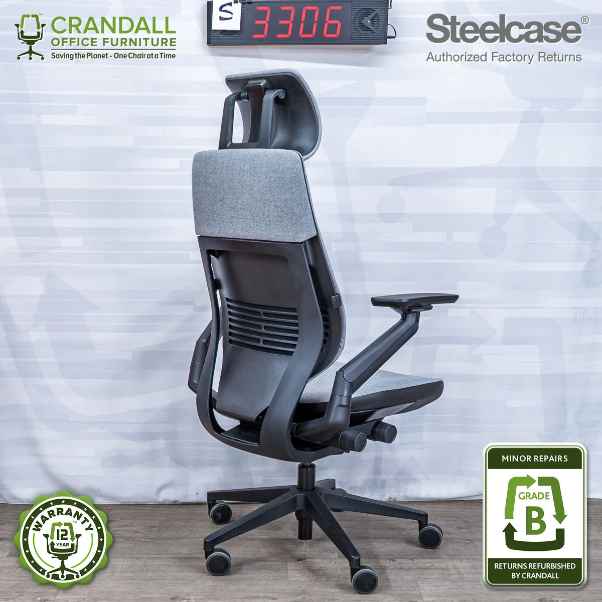 S-3306 - Steelcase Gesture with Headrest - Grade B - Image 2