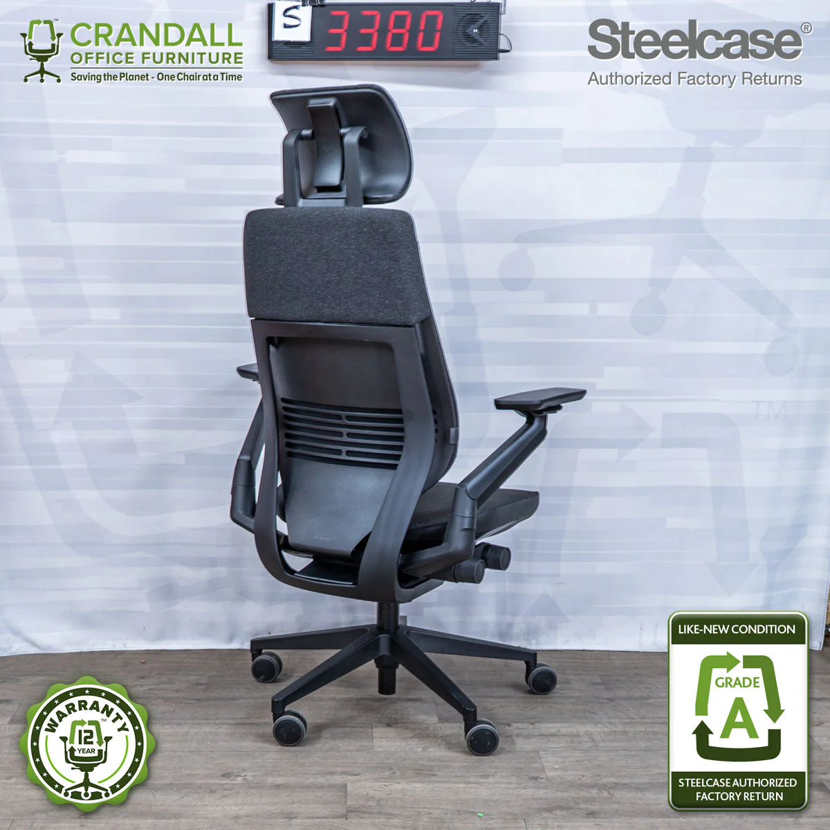 S-3380 - Steelcase Gesture with Headrest - Grade A - Image 2