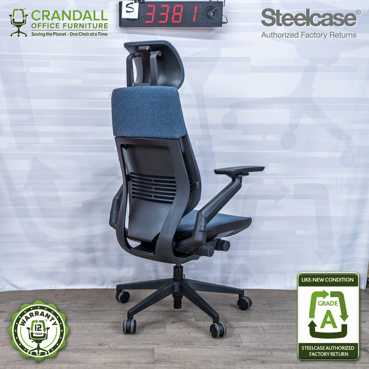 S-3381 - Steelcase Gesture with Headrest - Grade A - Image 2