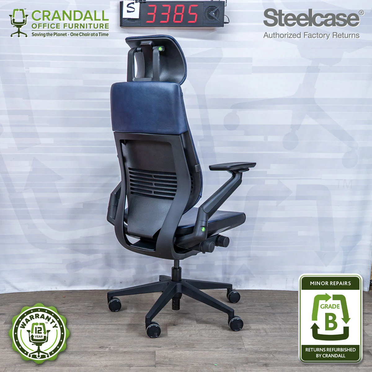S-3385 - Steelcase Gesture with Headrest - Grade B - Image 2