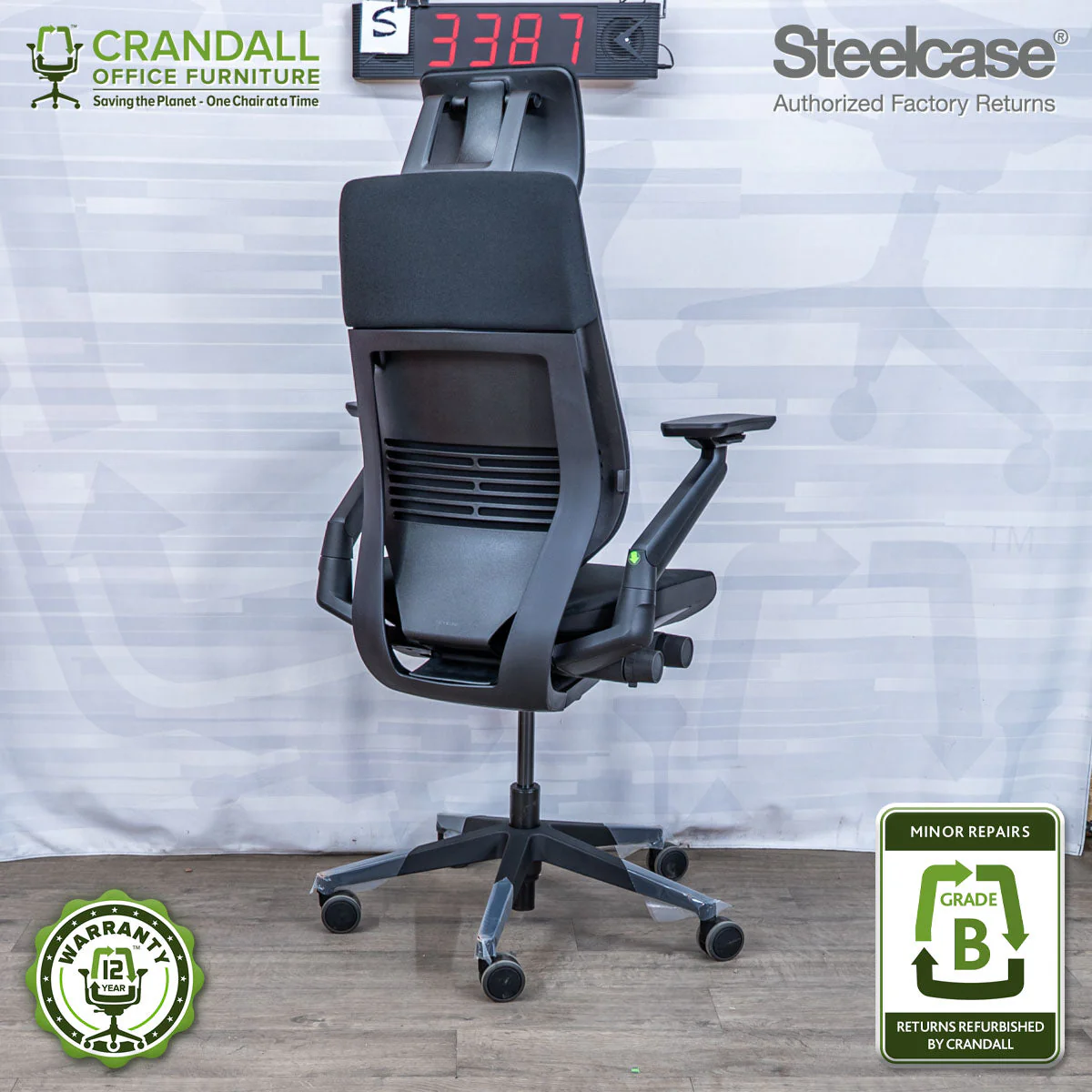 S-3387 - Steelcase Gesture with Headrest - Grade B - Image 2