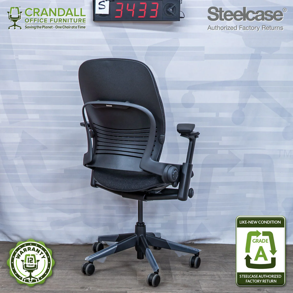 S-3433 - Steelcase V2 Leap - Grade A - Image 2