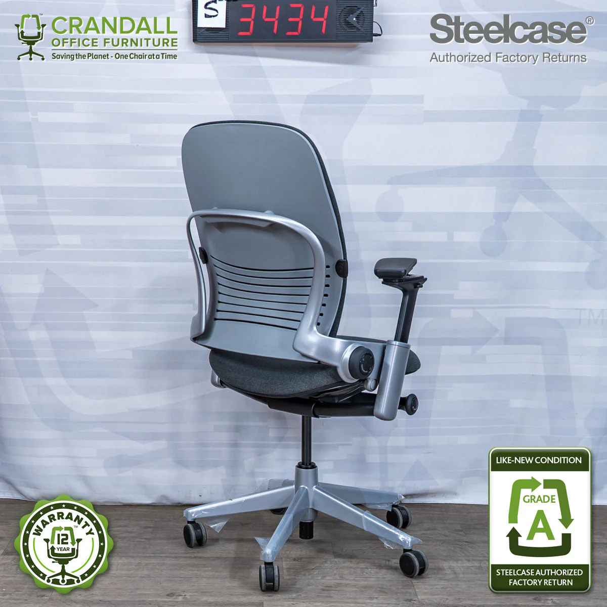 S-3434 - Steelcase V2 Leap - Grade A - Image 2