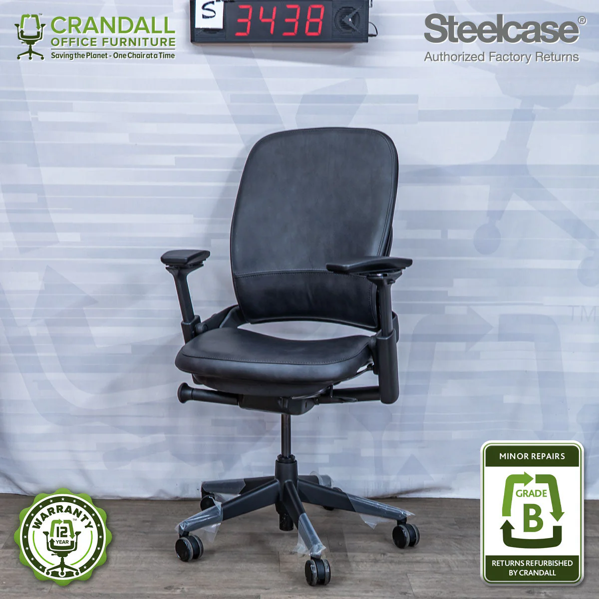 S-3438 - Steelcase V2 Leap - Grade B