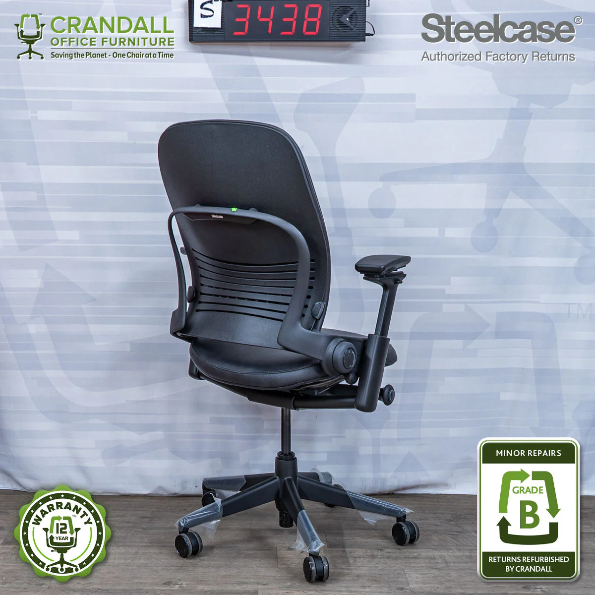 S-3438 - Steelcase V2 Leap - Grade B - Image 2