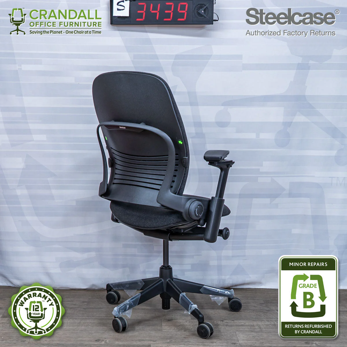 S-3439 - Steelcase V2 Leap - Grade B - Image 2