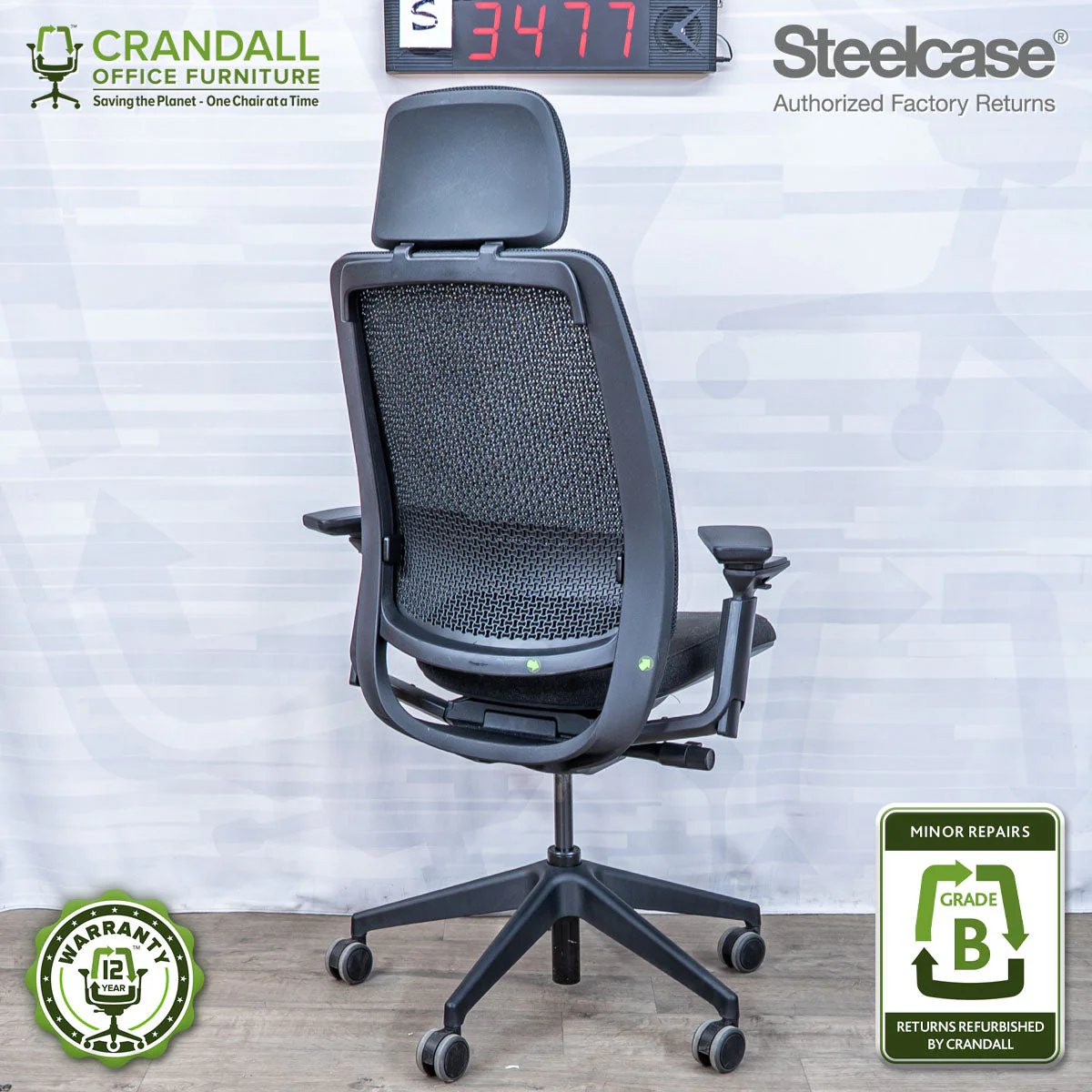 S-3477 - Steelcase Series 2 with Headrest - Grade B - Image 2
