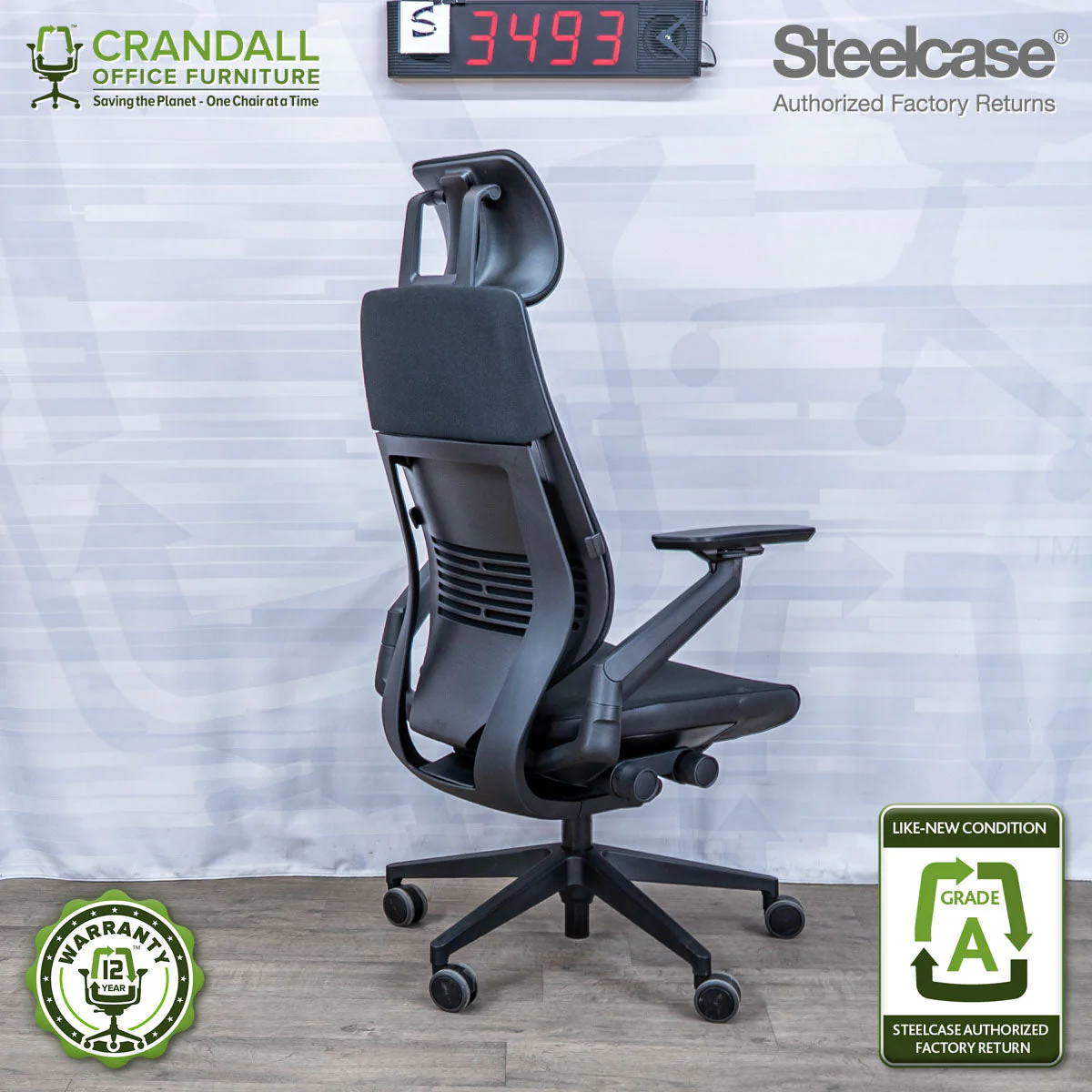 S-3493 - Steelcase Gesture with Headrest - Grade A - Image 2