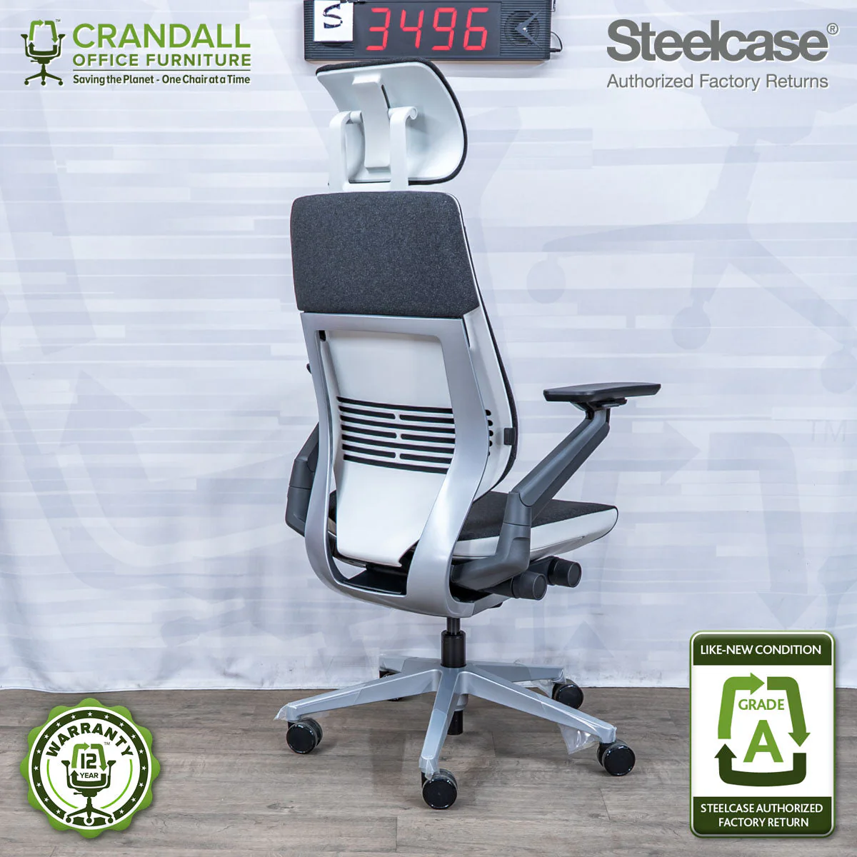 S-3496 - Steelcase Gesture with Headrest - Grade A - Image 2