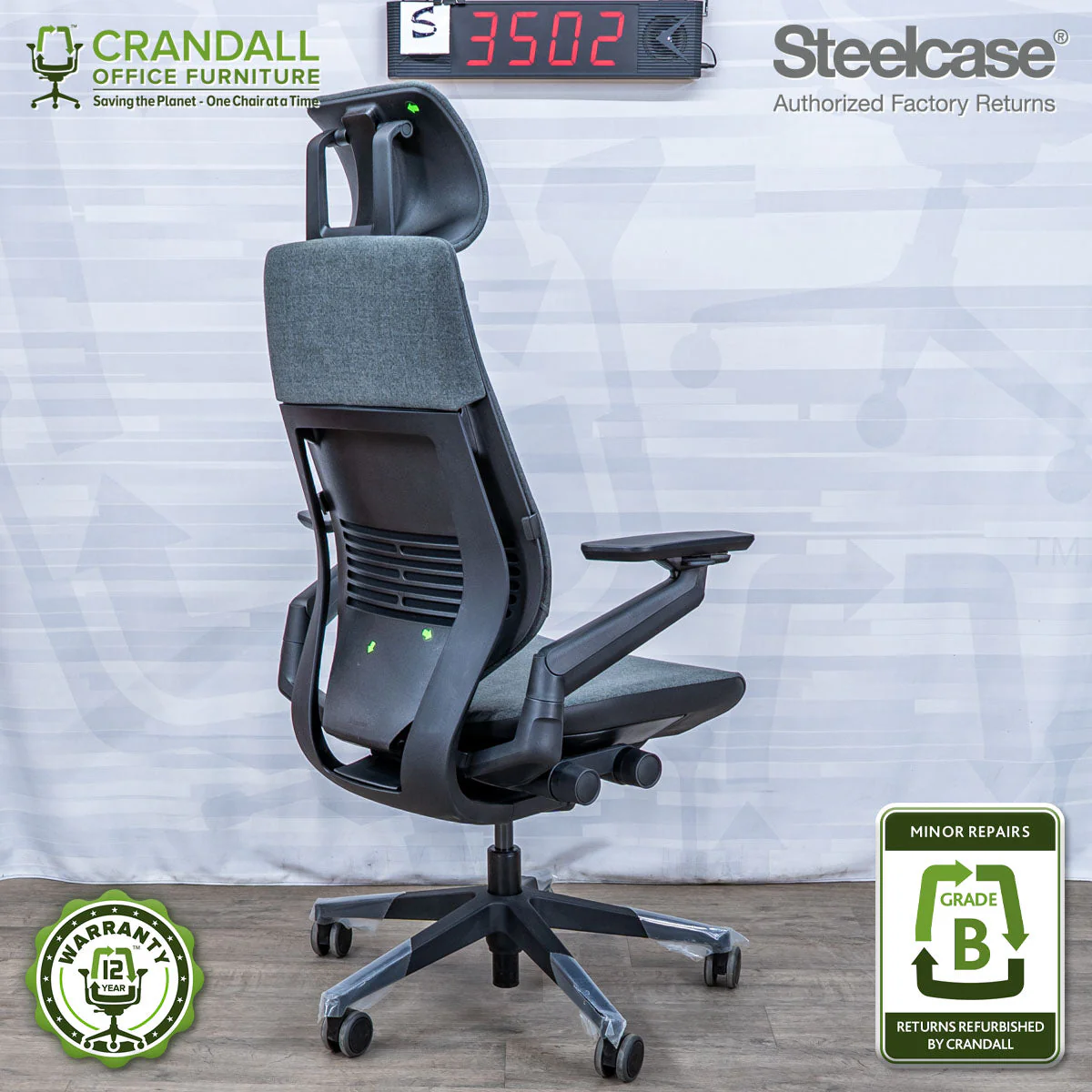 S-3502 - Steelcase Gesture with Headrest - Grade B - Image 2