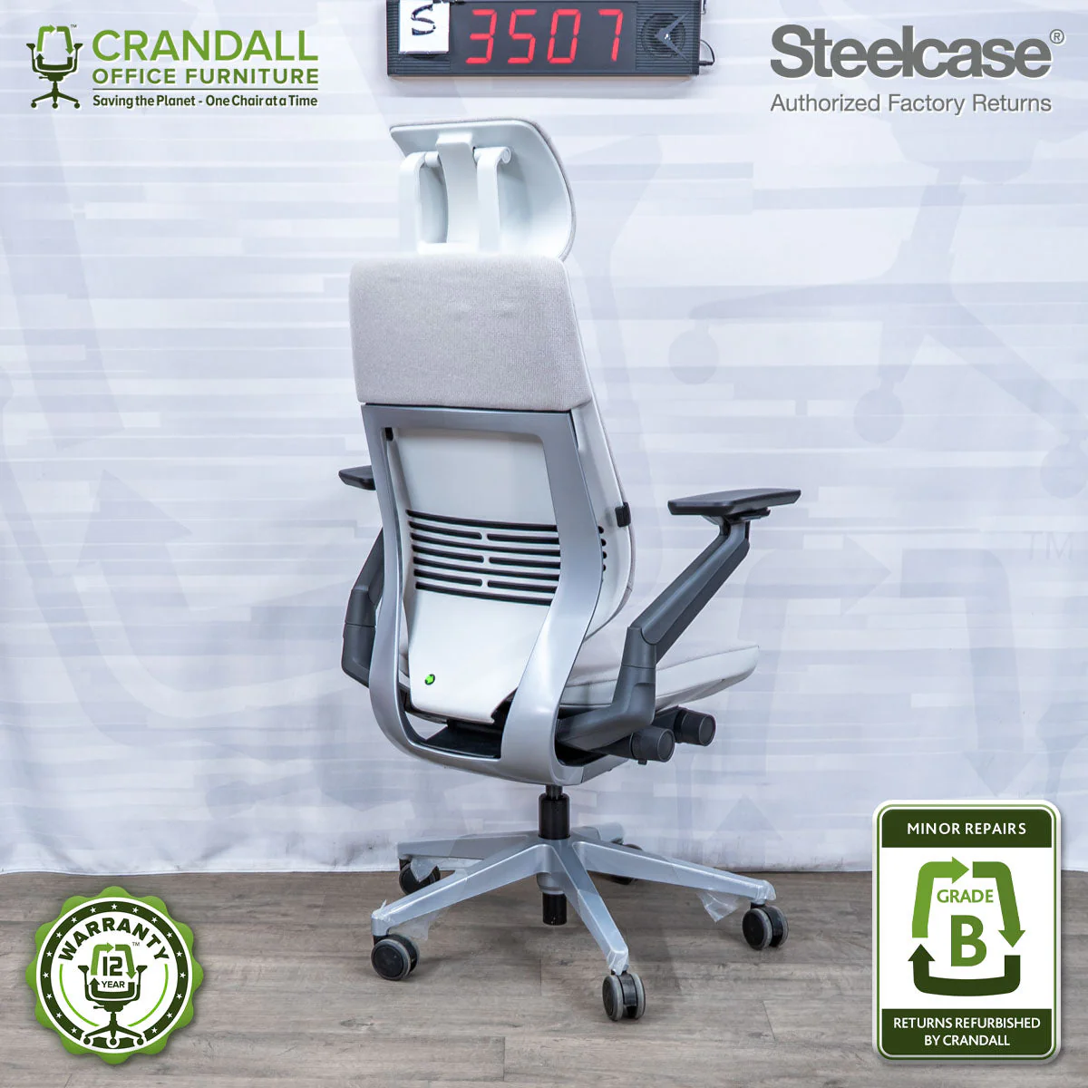 S-3507 - Steelcase Gesture with Headrest - Grade B - Image 2