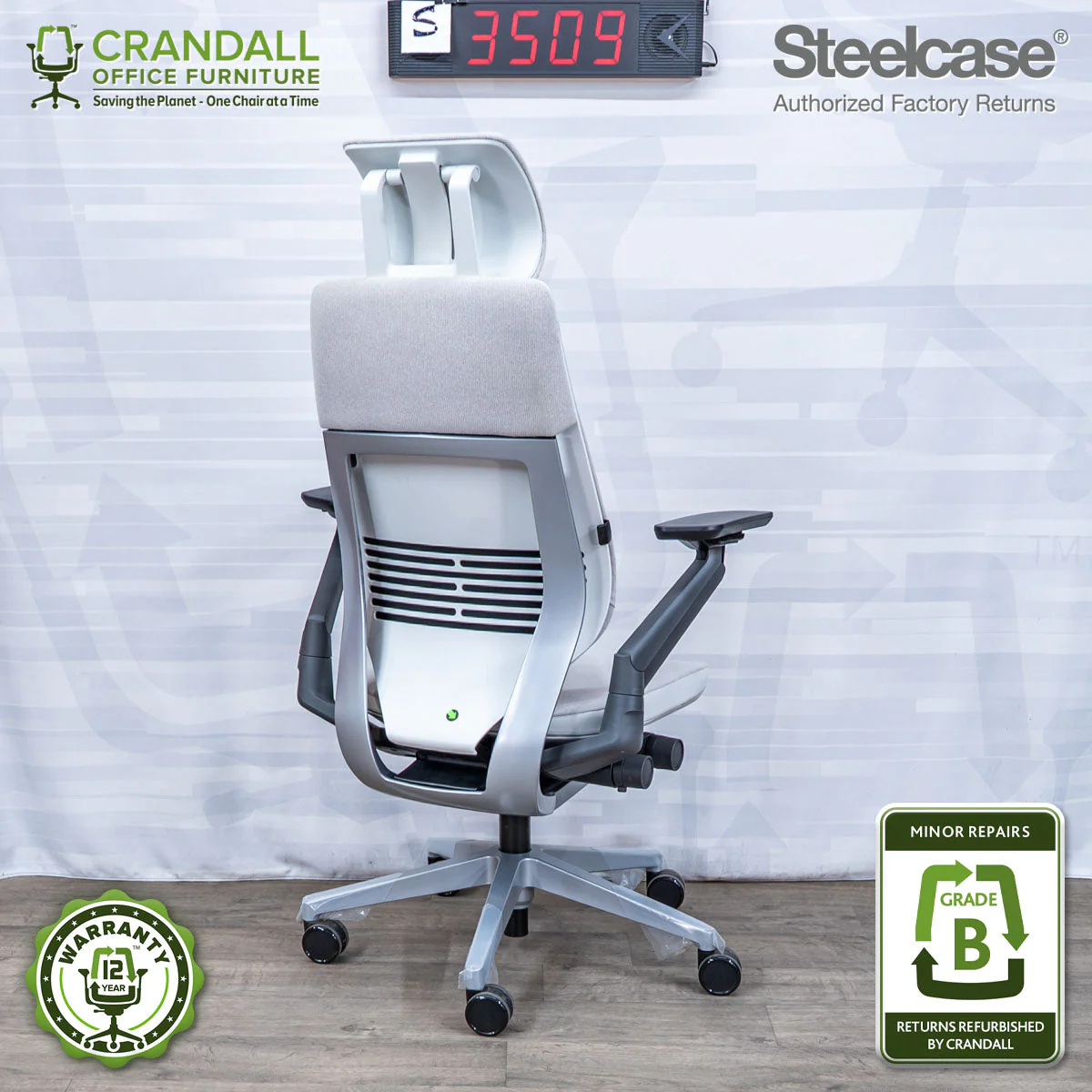 S-3509 - Steelcase Gesture with Headrest - Grade B - Image 2