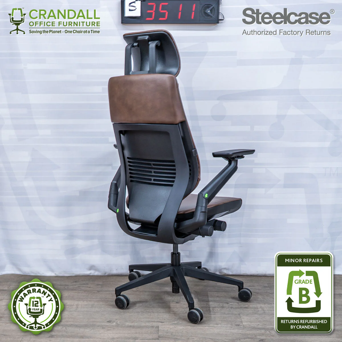 S-3511 - Steelcase Gesture with Headrest - Grade B - Image 2