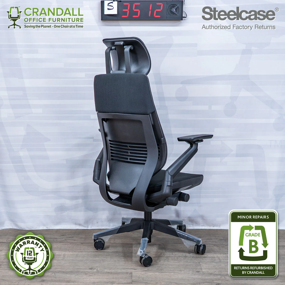 S-3512 - Steelcase Gesture with Headrest - Grade B - Image 2