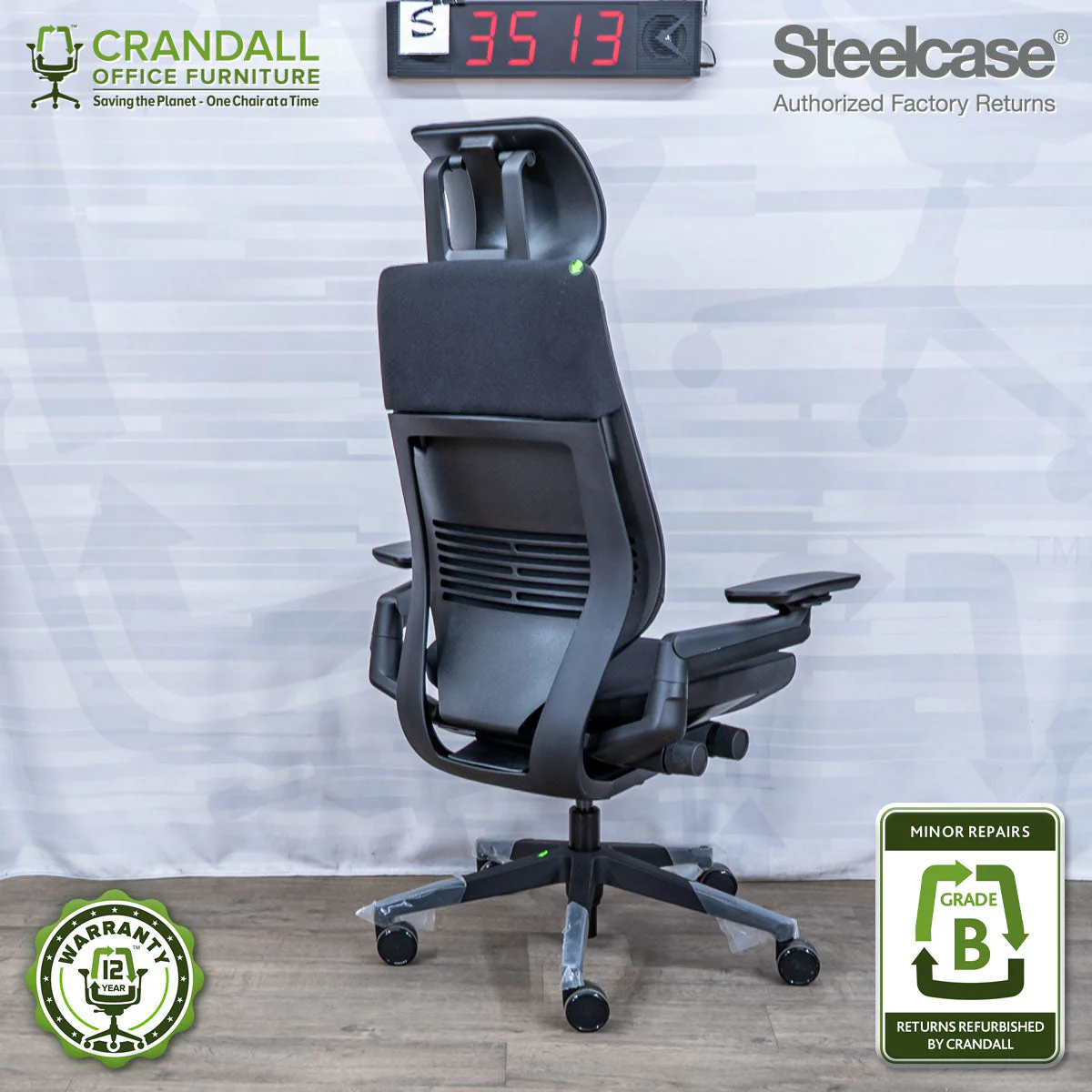 S-3513 - Steelcase Gesture with Headrest - Grade B - Image 2