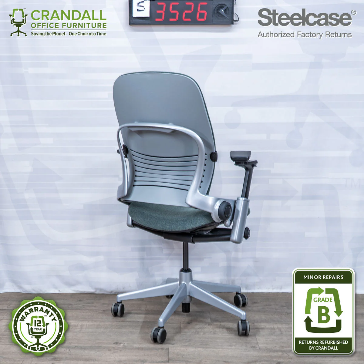 S-3526 - Steelcase V2 Leap - Grade B - Image 2
