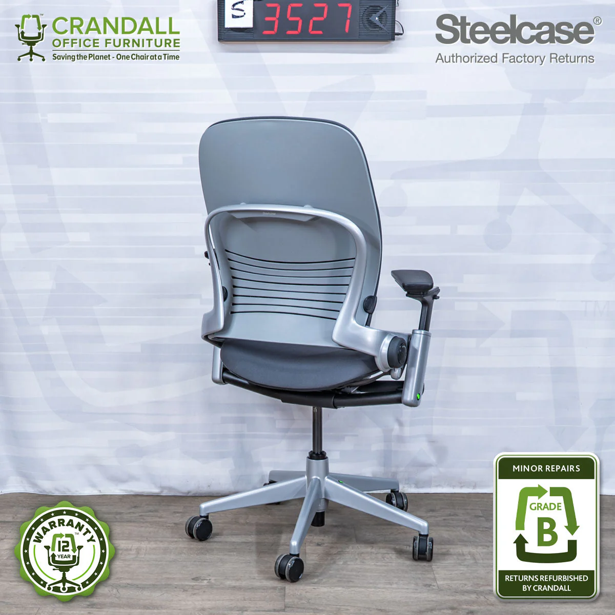 S-3527 - Steelcase V2 Leap - Grade B - Image 2