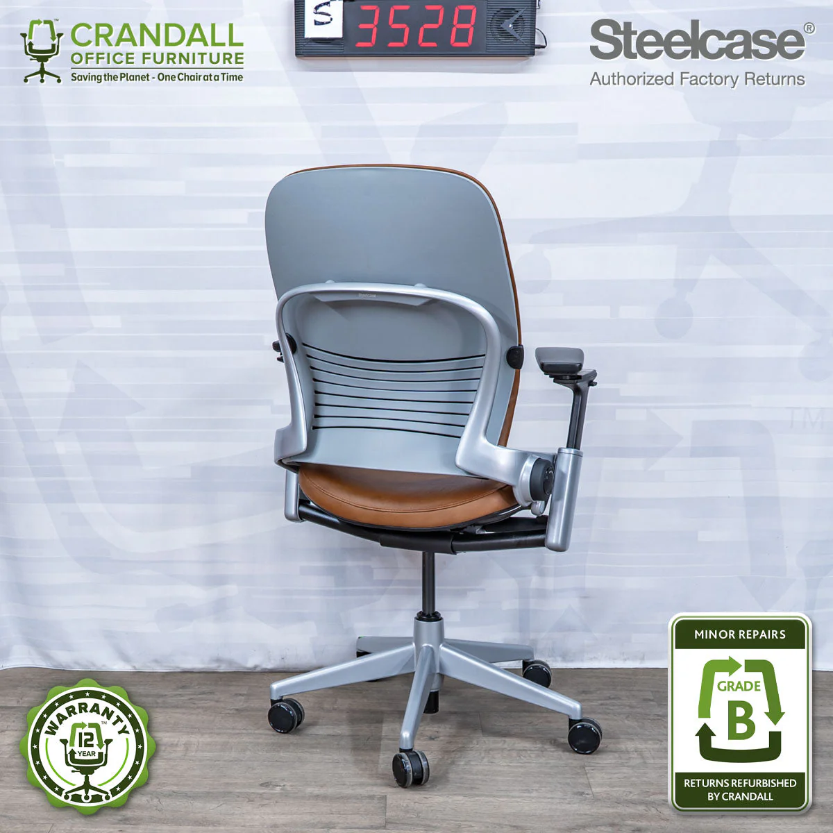 S-3528 - Steelcase V2 Leap - Grade B - Image 2