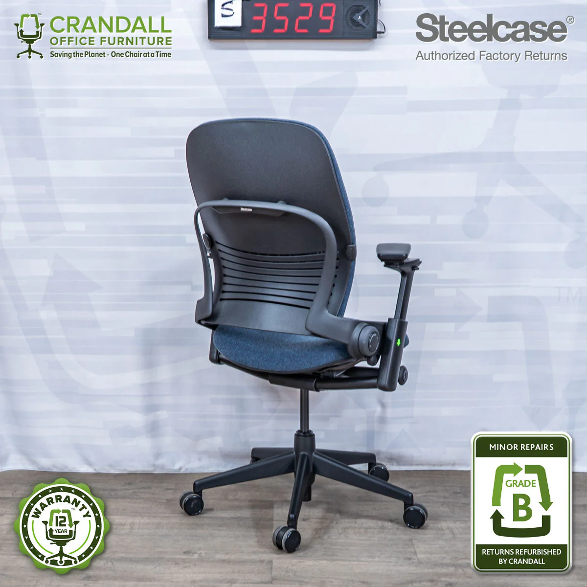 S-3529 - Steelcase V2 Leap - Grade B - Image 2
