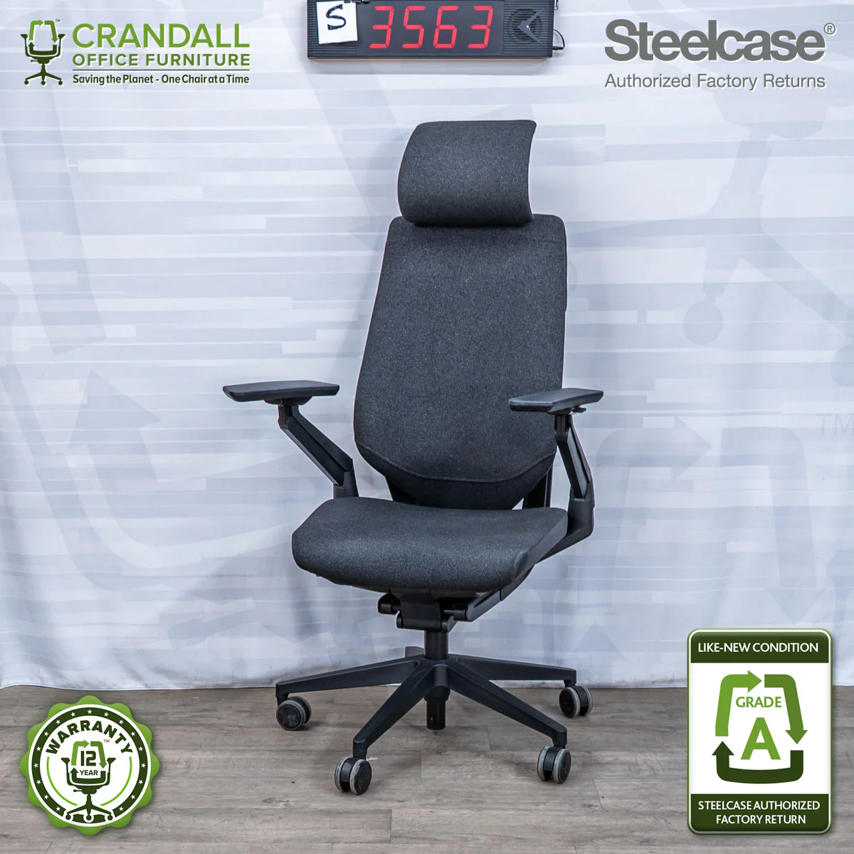 S-3563 - Steelcase Gesture with Headrest - Grade A