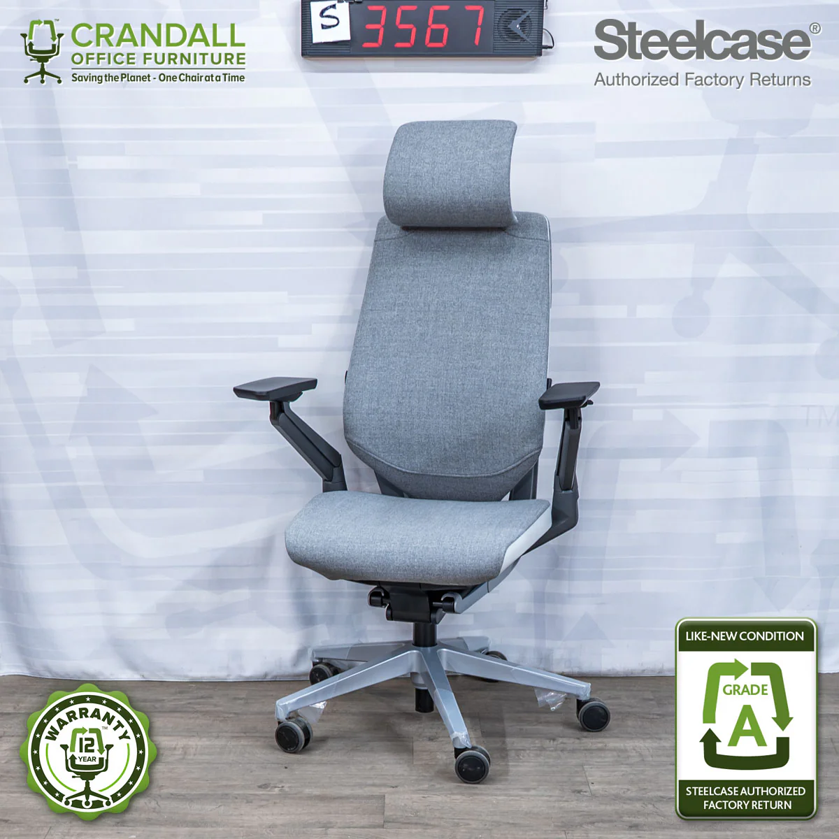 S-3567 - Steelcase Gesture with Headrest - Grade A