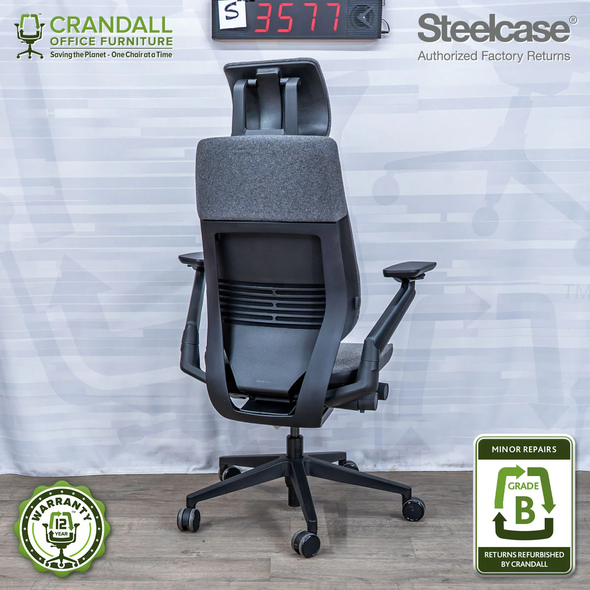 S-3577 - Steelcase Gesture with Headrest - Grade B - Image 2