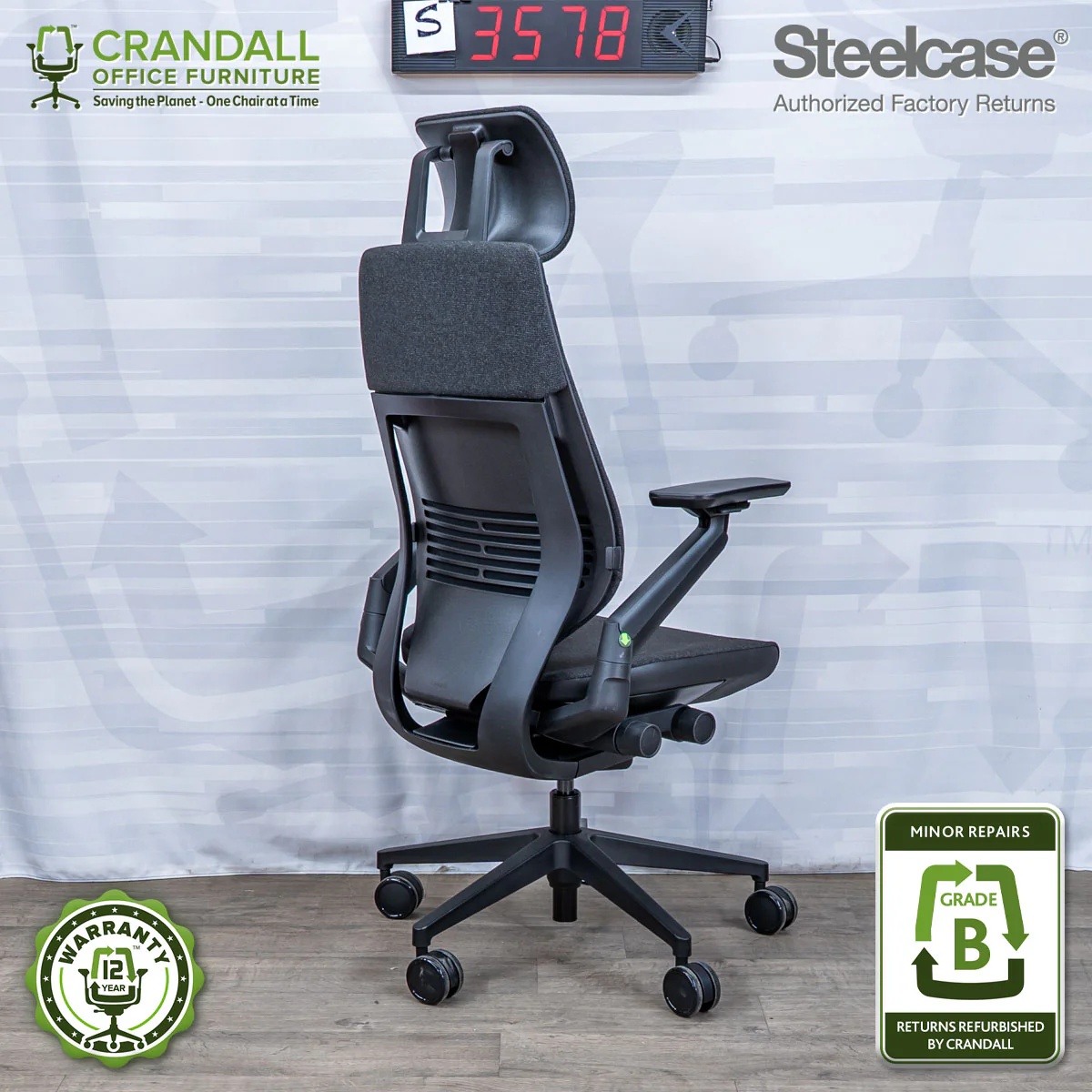 S-3578 - Steelcase Gesture with Headrest - Grade B - Image 2