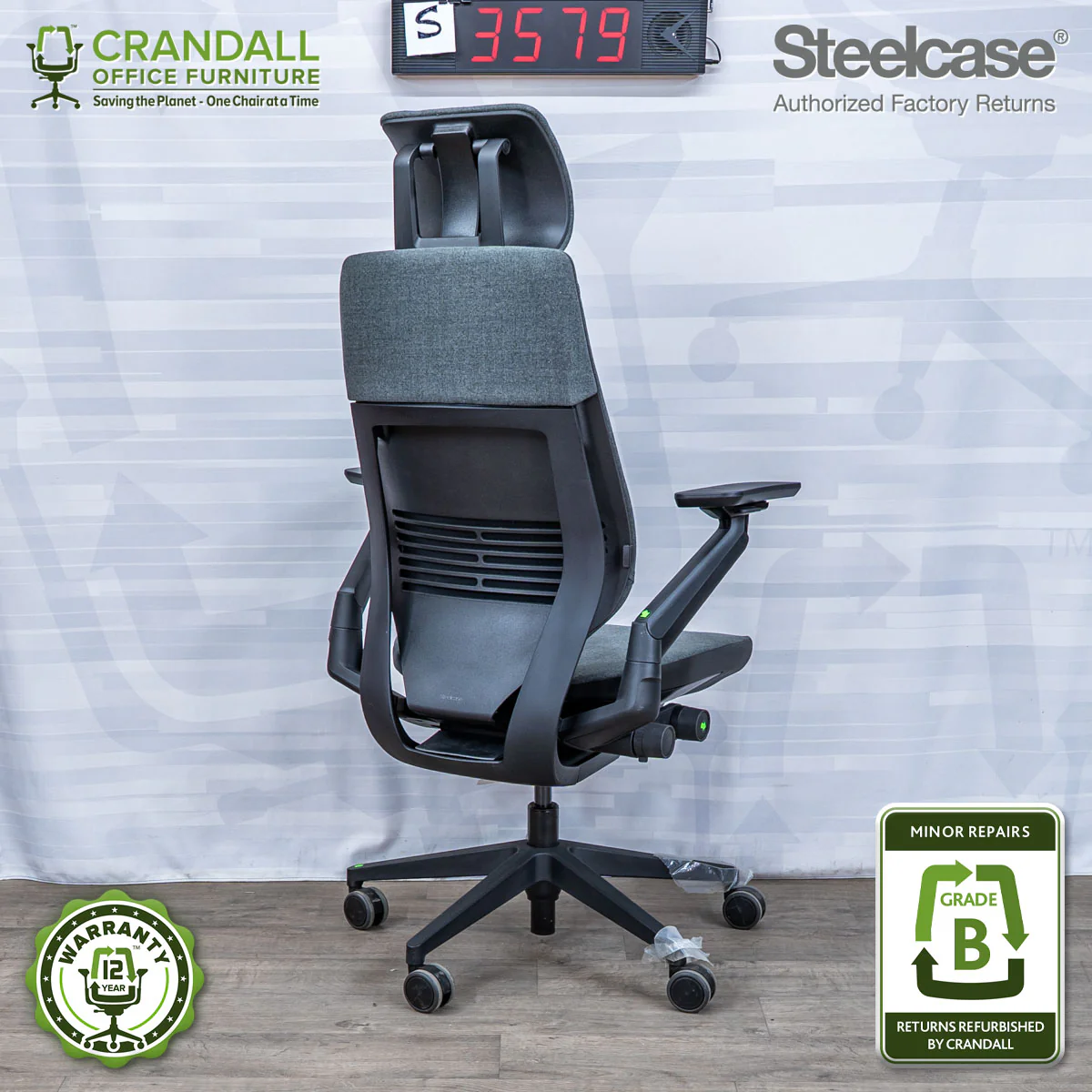 S-3579 - Steelcase Gesture with Headrest - Grade B - Image 2