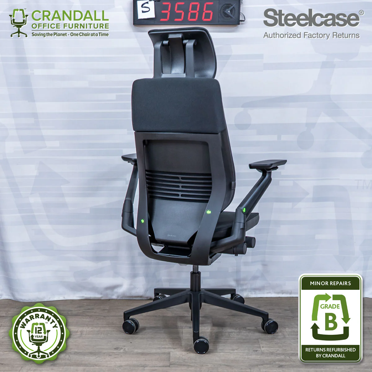 S-3586 - Steelcase Gesture with Headrest - Grade B - Image 2