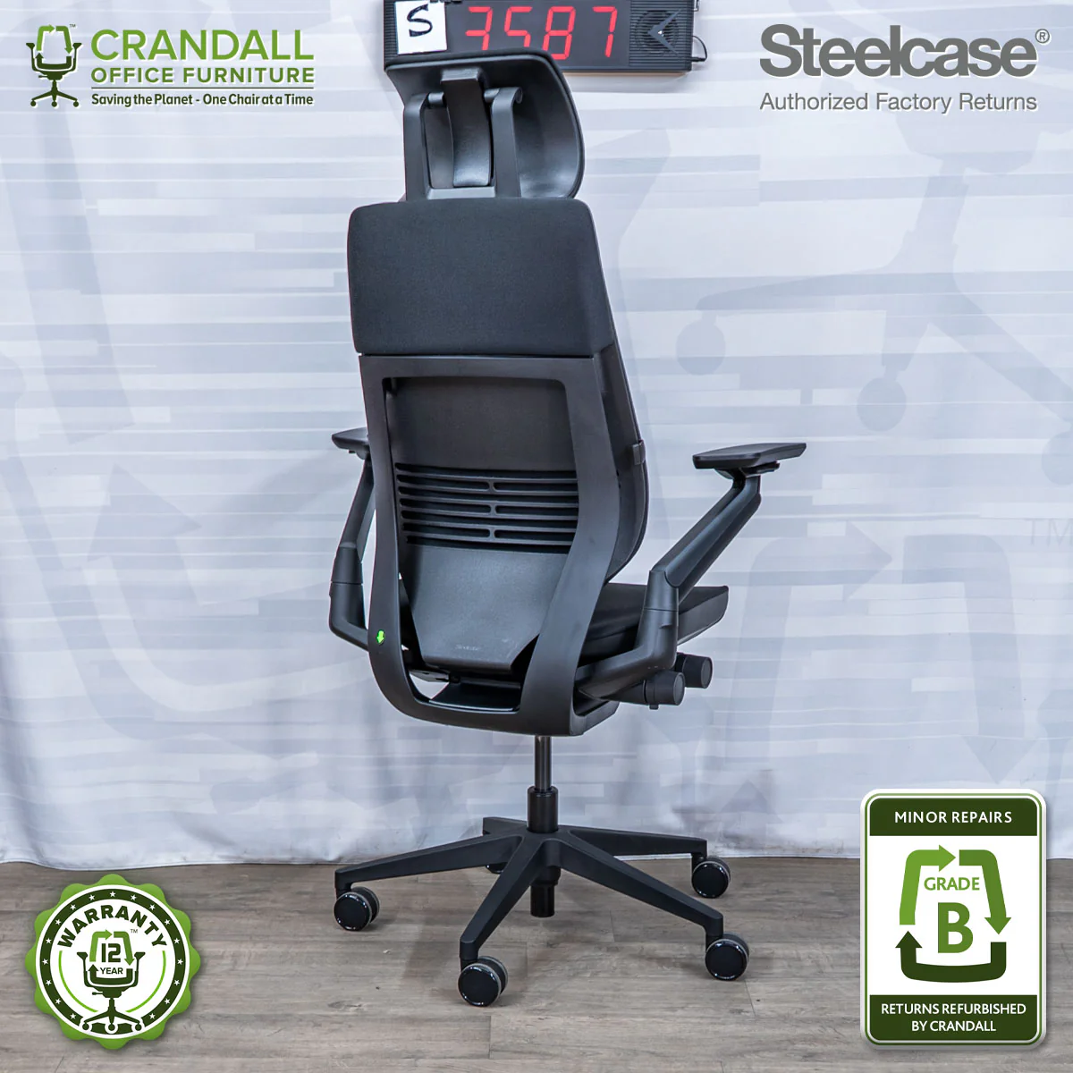 S-3587 - Steelcase Gesture with Headrest - Grade B - Image 2