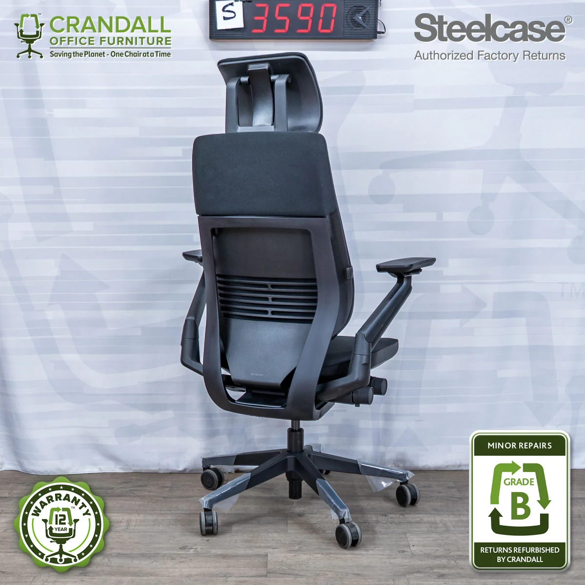 S-3590 - Steelcase Gesture with Headrest - Grade B - Image 2