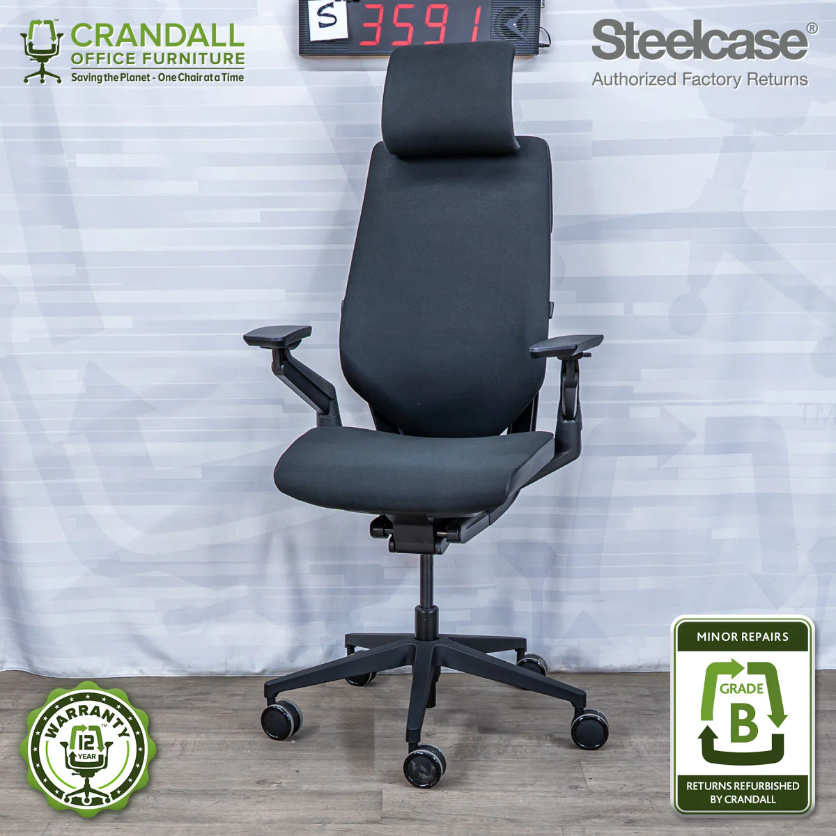 S-3591 - Steelcase Gesture with Headrest - Grade B