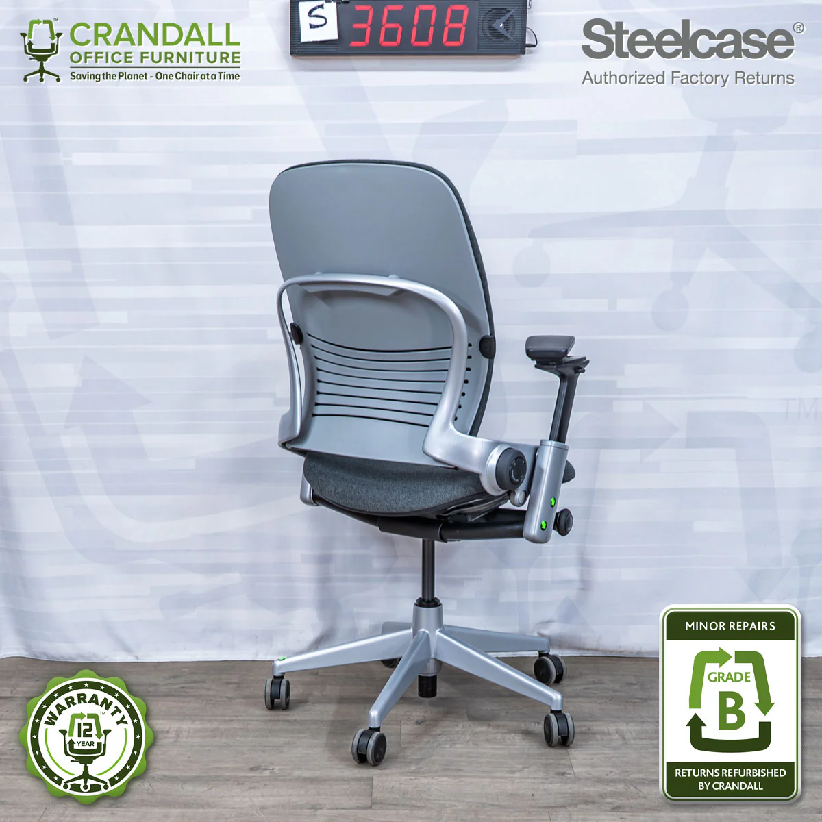 S-3608 - Steelcase V2 Leap - Grade B - Image 2