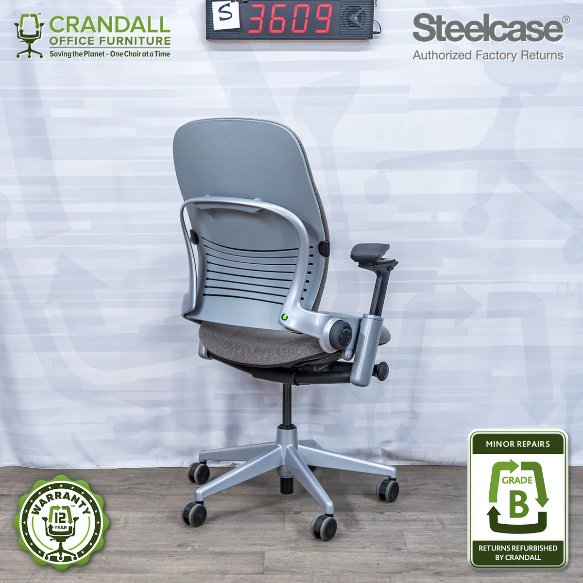 S-3609 - Steelcase V2 Leap - Grade B - Image 2