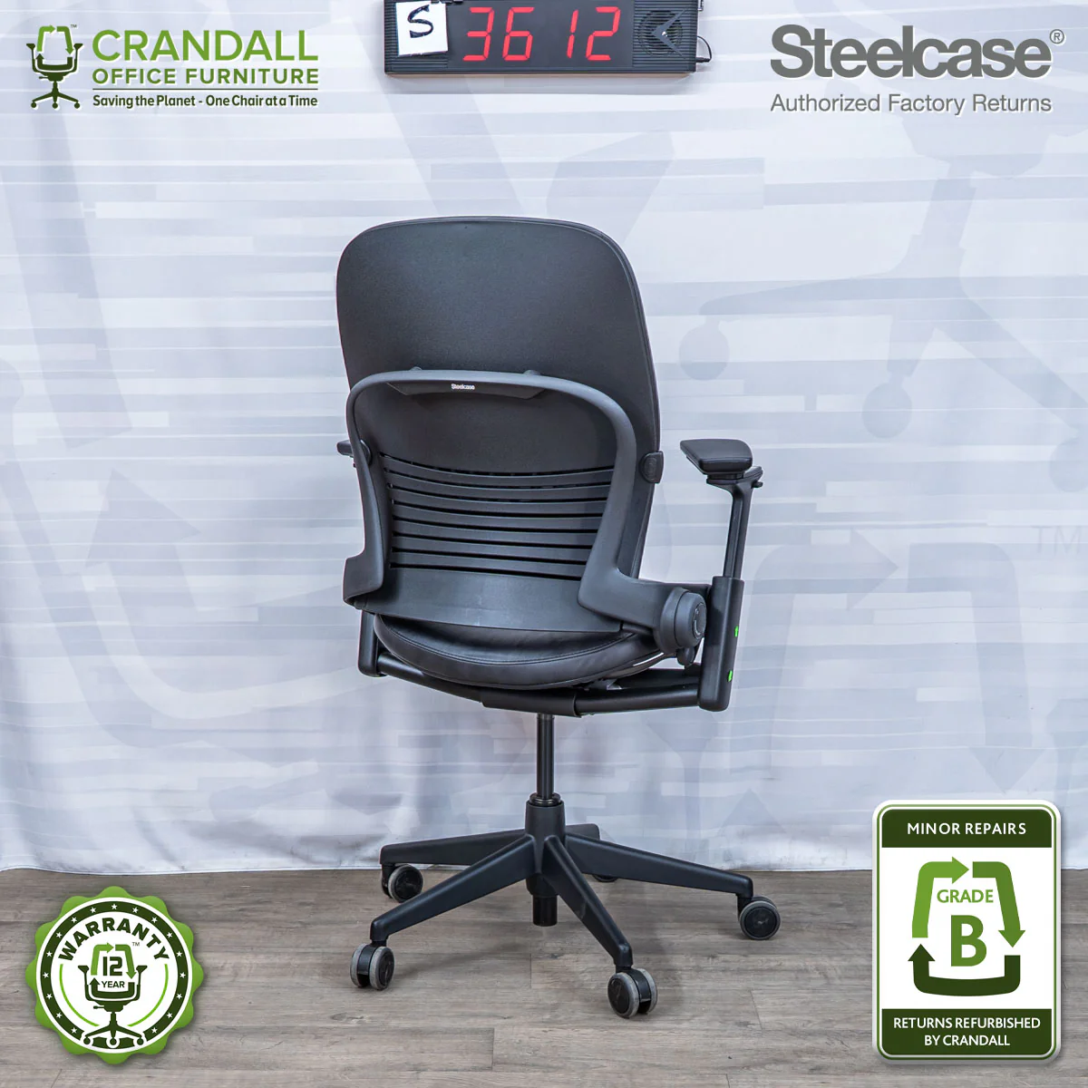 S-3612 - Steelcase V2 Leap - Grade B - Image 2