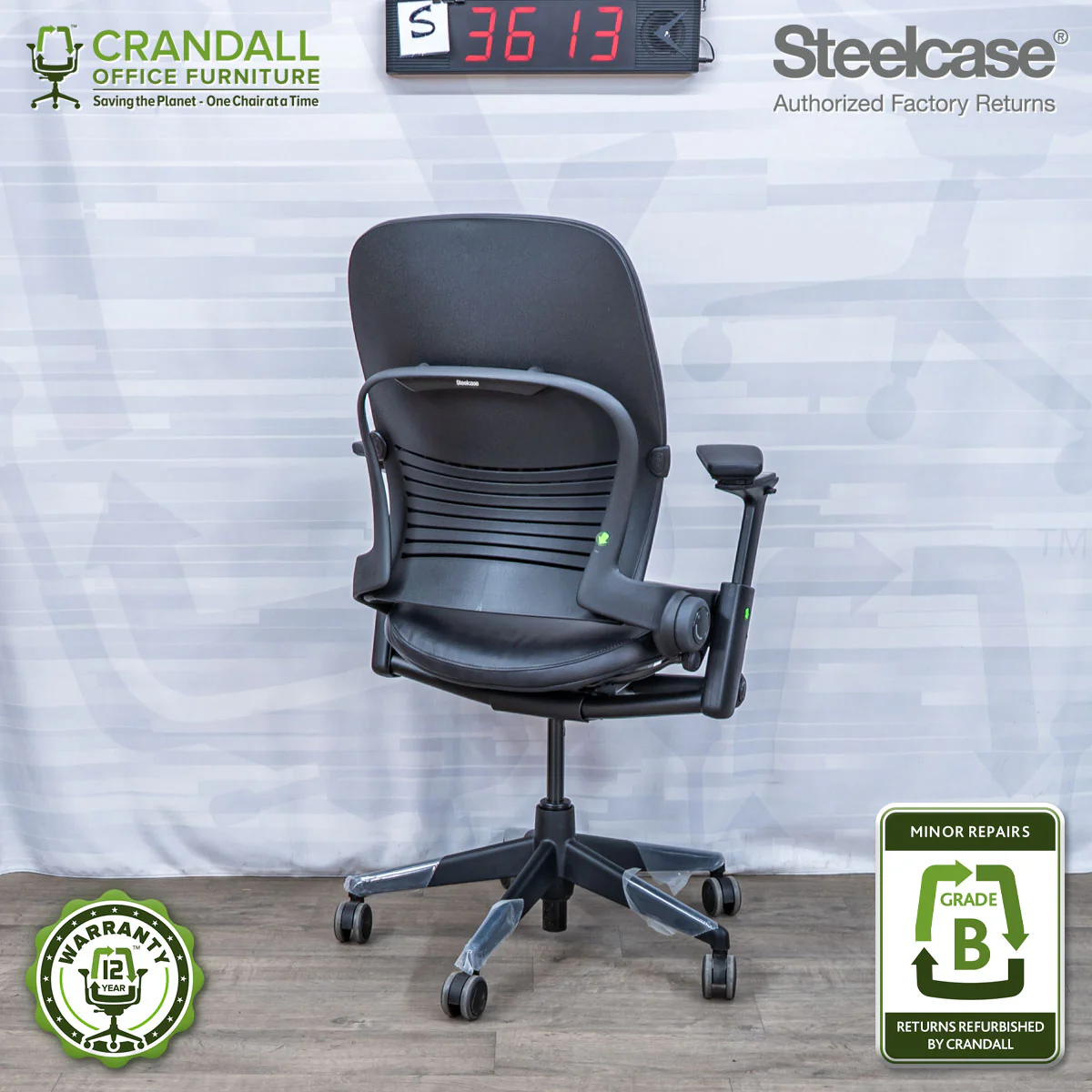 S-3613 - Steelcase V2 Leap - Grade B - Image 2
