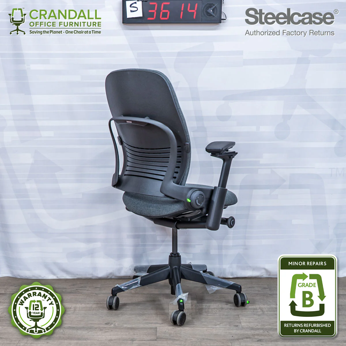S-3614 - Steelcase V2 Leap - Grade B - Image 2