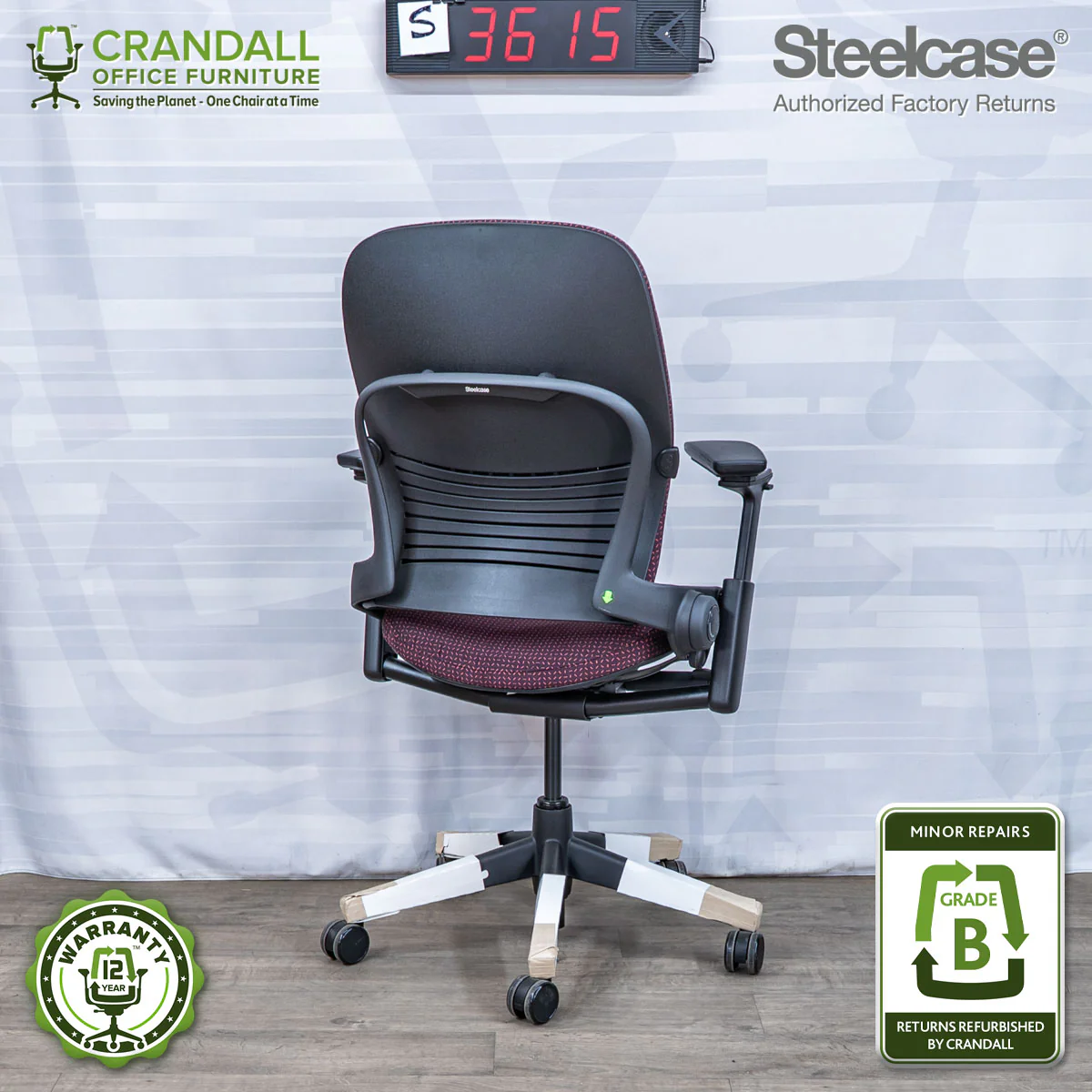 S-3615 - Steelcase V2 Leap - Grade B - Image 2