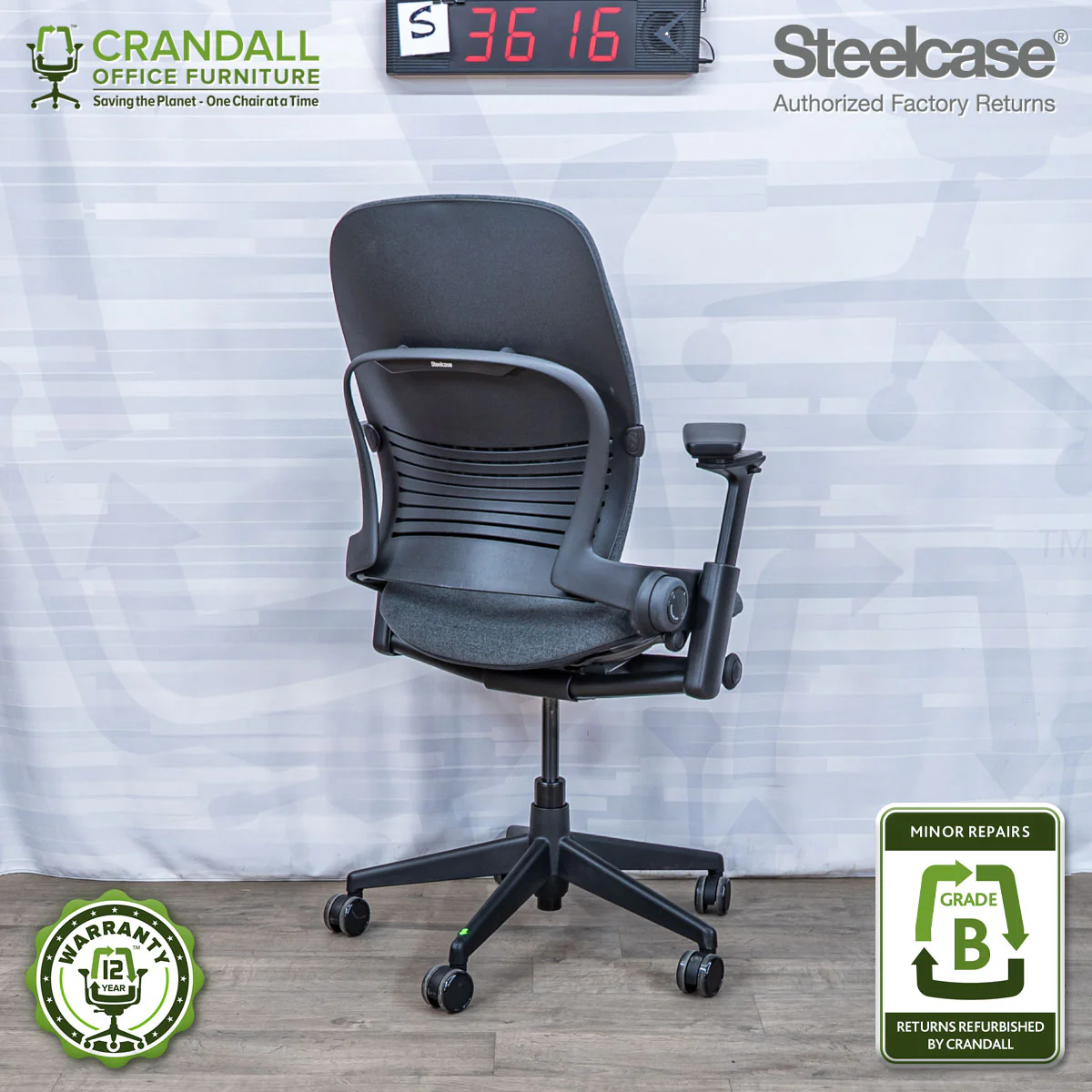 S-3616 - Steelcase V2 Leap - Grade B - Image 2