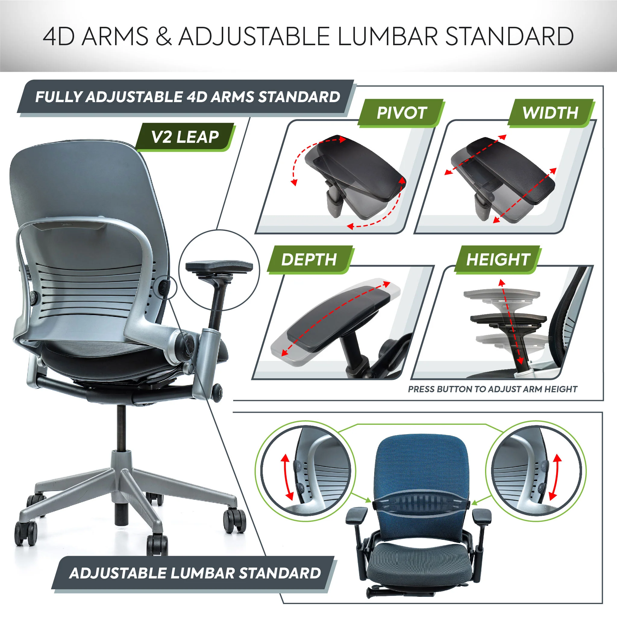 Steelcase Leap V2 Ergonomic Office Chair - Remanufactured by Crandall - Image 8