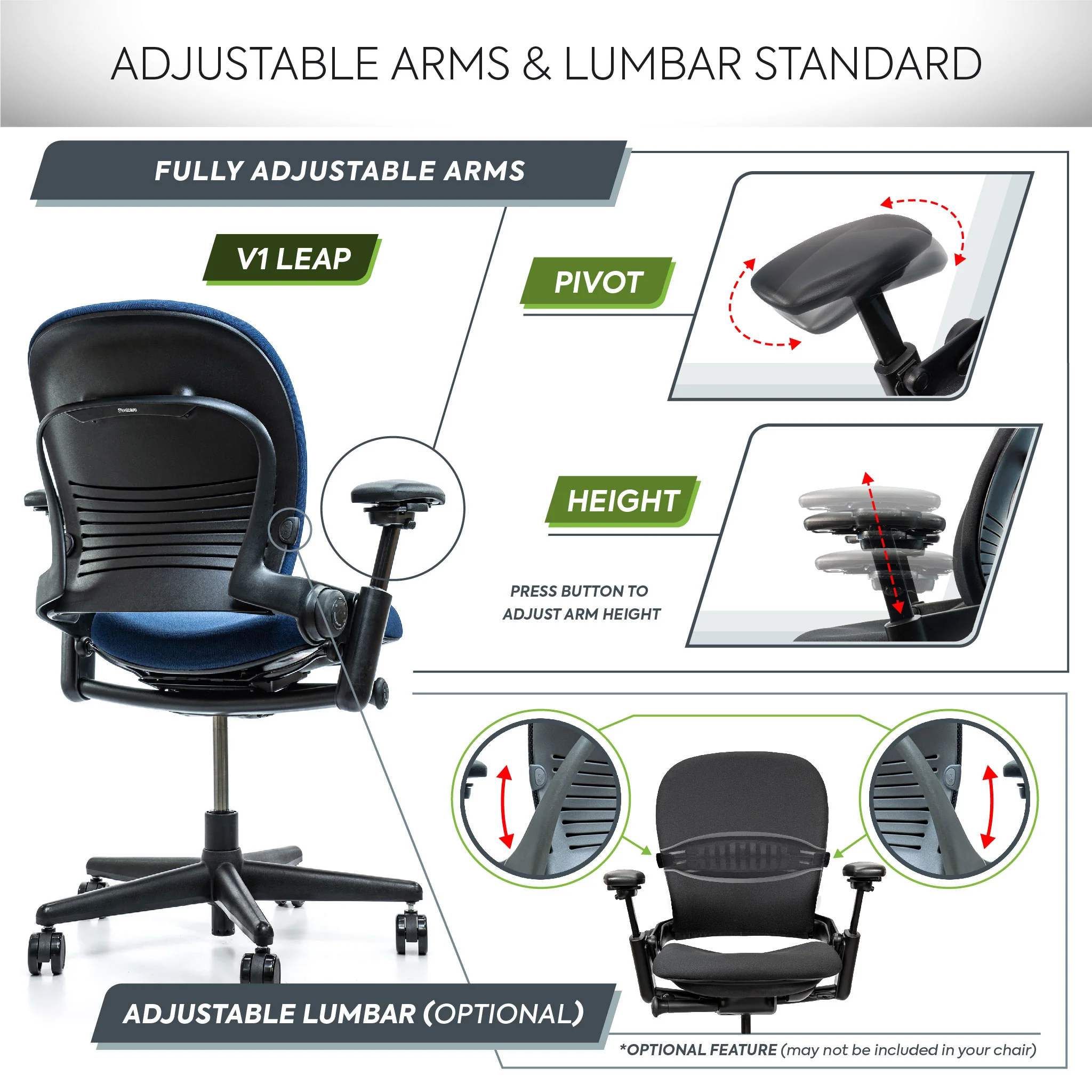Steelcase Leap V1 Ergonomic Office Chair - Remanufactured by Crandall - Image 5